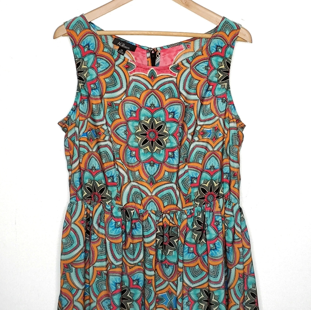 AGB Mandala Print Midi Dress